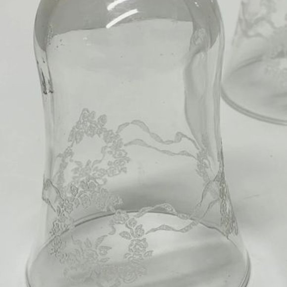 Home Interior Homco Votive Cups Heart & Ribbons Etched Votive Cups 5" Set of 3 - Picture 3 of 4